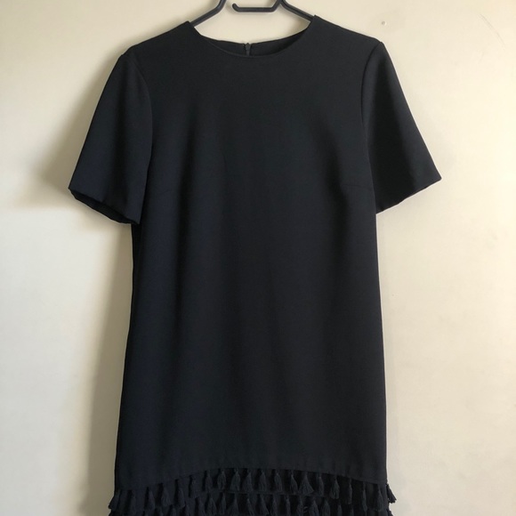Zara black cocktail dress with tassel hem - Picture 2 of 4